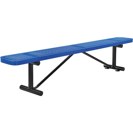 96 Perforated Metal Outdoor Flat Bench, Blue